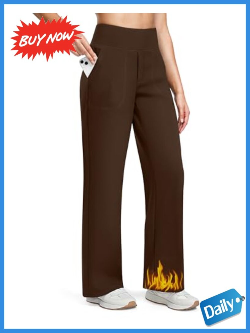 Fleece Lined High Waist Straight Leg Yoga Dress Pants Thermal Work Office